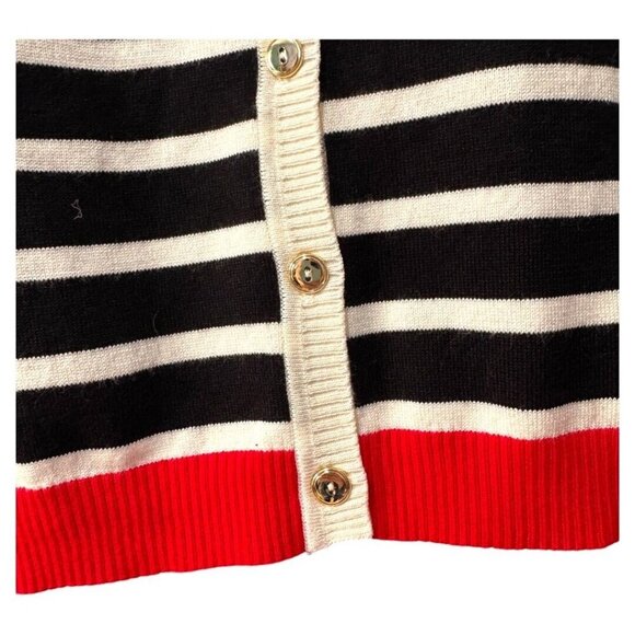 Karen Scott size large cardigan stripes gold buttons - Picture 2 of 6